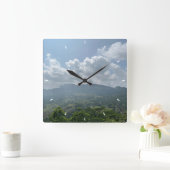 壁カスタム時計(自分の写真や文字を追加) スクエア壁時計 (ホーム)