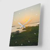 壁カスタム時計(自分の写真や文字を追加) スクエア壁時計 (傾斜)