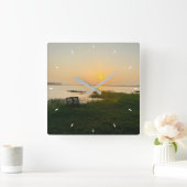 壁カスタム時計(自分の写真や文字を追加) スクエア壁時計 (ホーム)