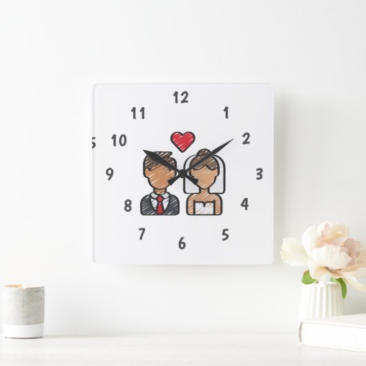 壁カスタム時計(自分の写真や文字を追加) スクエア壁時計 (ホーム)