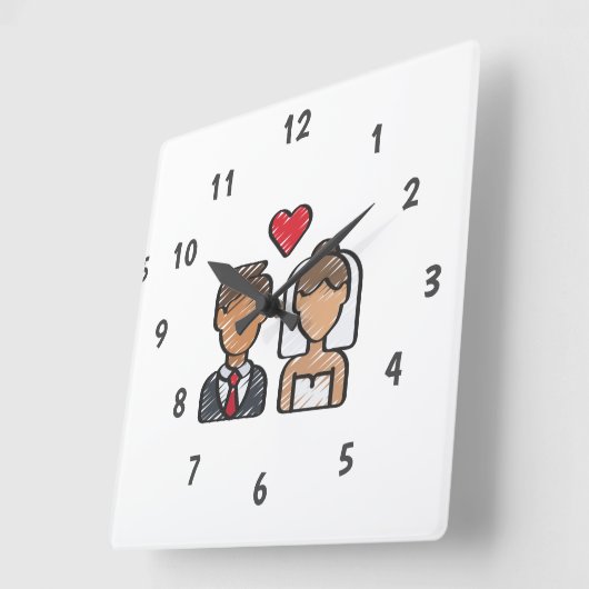 壁カスタム時計(自分の写真や文字を追加) スクエア壁時計 (傾斜)