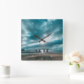 壁カスタム時計(自分の写真や文字を追加) スクエア壁時計 (ホーム)