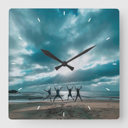 壁カスタム時計(自分の写真や文字を追加) スクエア壁時計 (正面)