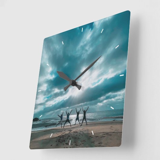 壁カスタム時計(自分の写真や文字を追加) スクエア壁時計 (傾斜)