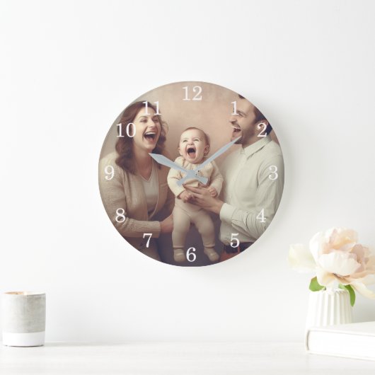 壁カスタム時計(自分の写真や文字を追加) ラージ壁時計 (ホーム)