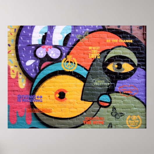 壁グラフィティアイズ平和と愛メッセージポスター ポスター (正面)