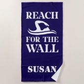 壁スイミング泳ぐ人名に到達 ビーチタオル (正面)