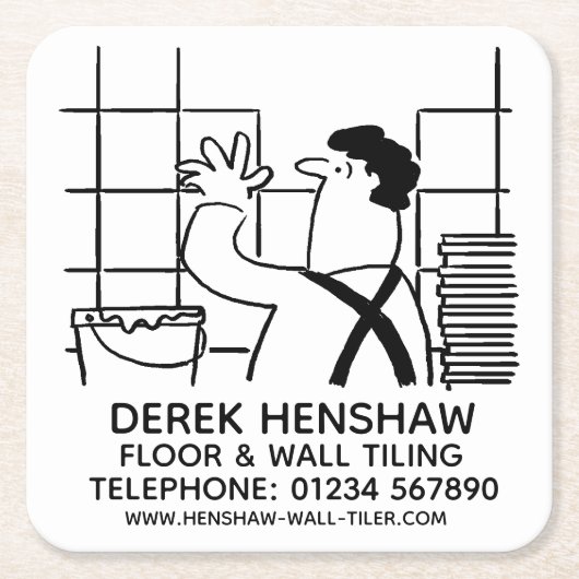 壁タイラーまたは壁タイリング スクエアペーパーコースター (正面)