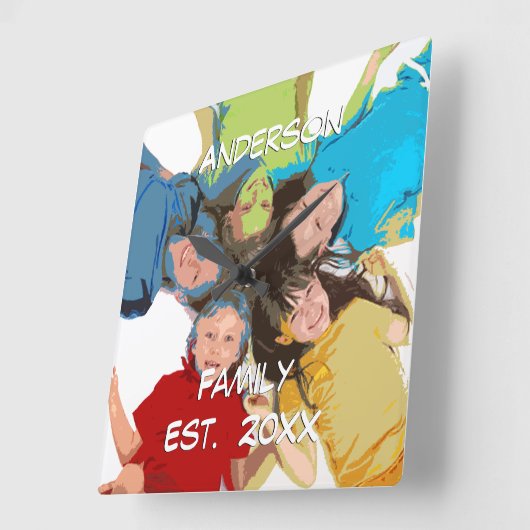 壁パーソナライズされた時計の家族またはカップルの写真 スクエア壁時計 (傾斜)