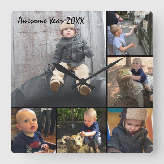 壁パーソナライズされた時計の家族またはカップルの写真 スクエア壁時計 (正面)