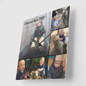 壁パーソナライズされた時計の家族またはカップルの写真 スクエア壁時計 (傾斜)