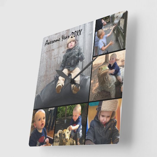 壁パーソナライズされた時計の家族またはカップルの写真 スクエア壁時計 (傾斜)