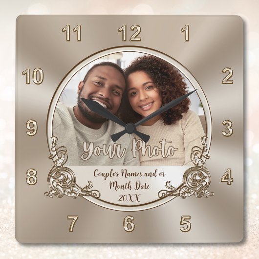 壁パーソナライズされた時計の結婚贈り物、シャワーまたは スクエア壁時計