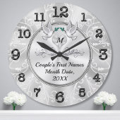 壁パーソナライズされた時計の結婚贈り物、愛の鳥 ラージ壁時計