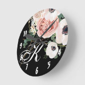 壁パーソナライズされた時計幾何学的ガーデンバラブラック ラウンド壁時計 (傾斜)