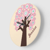 壁パーソナライズされた時計 – レトロツリーデザイン ラージ壁時計 (傾斜)