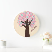 壁パーソナライズされた時計 – レトロツリーデザイン ラージ壁時計 (ホーム)