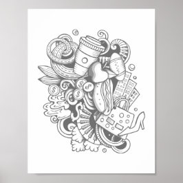 壁ポスターを塗り分けた雑貨のコラージュ ポスター