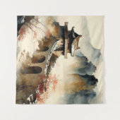 壁中国のに水の色を素晴らし付ける タペストリー (正面(横))