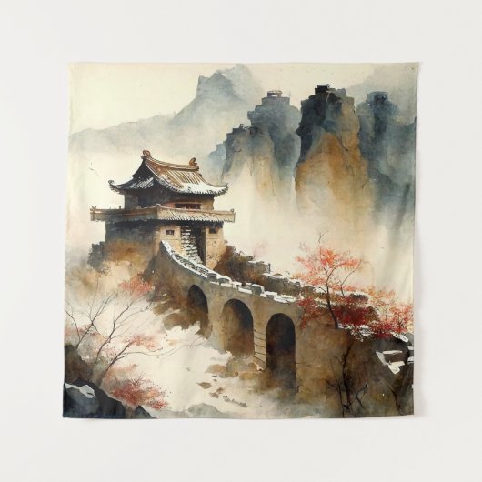 壁中国のに水の色を素晴らし付ける タペストリー (正面)