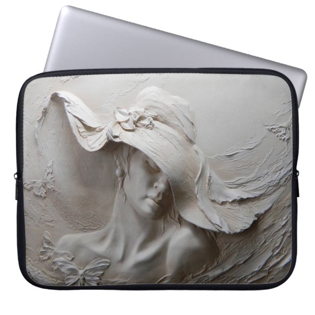 壁壁画3d錯覚3d，背景，アート，壁画，flo ラップトップスリーブ (正面)