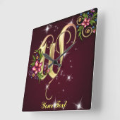 壁掛けのモノグラムをカスタマイズ スクエア壁時計 (傾斜)