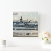 壁掛け時計の後ろの美しい スクエア壁時計 (ホーム)