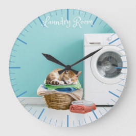 壁掛け時計及び猫付き洗濯室 ラージ壁時計