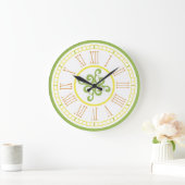 壁掛け時計 – 緑、黄、オレンジ ラージ壁時計 (ホーム)