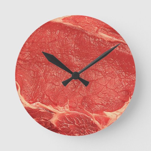 壁掛け時計、肉、牛肉 ラウンド壁時計 (正面)