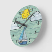 壁掛け流木ビーチ+数値。Jade Medium ラウンド壁時計 (傾斜)