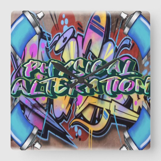 壁時計グラフィティ スクエア壁時計 (正面)