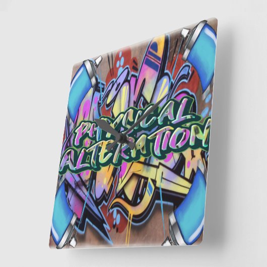 壁時計グラフィティ スクエア壁時計 (傾斜)