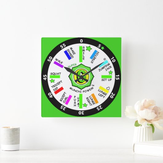 壁時計ムンチパワー！45分トレーニングジム スクエア壁時計 (ホーム)