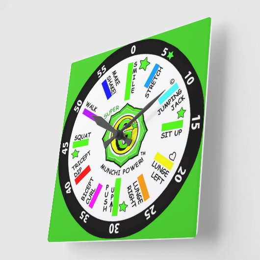 壁時計ムンチパワー！45分トレーニングジム スクエア壁時計 (傾斜)