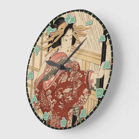 壁時計芸者レディ日本のー漢数字 ラージ壁時計 (傾斜)
