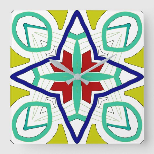 壁時計、カラフルクラシックデザイン角壁 スクエア壁時計 (正面)