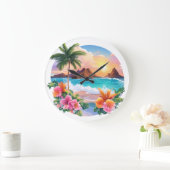 壁時計：トロピカルセレニティ威厳のあるパーム ラージ壁時計 (ホーム)