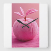 壁時計（桃あり） スクエア壁時計 (正面)