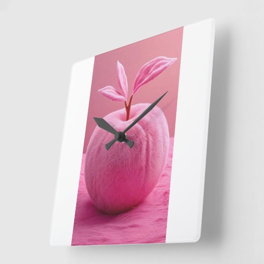 壁時計（桃あり） スクエア壁時計 (傾斜)