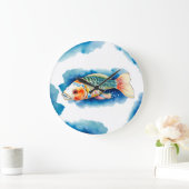 壁時計 – 水彩シリーズ：コイ魚 (ホーム)