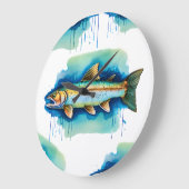 壁時計 – 水彩シリーズ：マス/サーモン (傾斜)