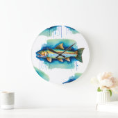 壁時計 – 水彩シリーズ：マス/サーモン (ホーム)