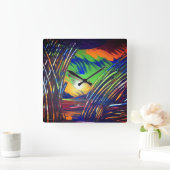 壁時計「青い雑草」 スクエア壁時計 (ホーム)