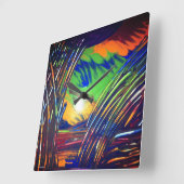 壁時計「青い雑草」 スクエア壁時計 (傾斜)