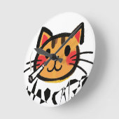 壁時計、10"円形天然木枠 ラウンド壁時計 (傾斜)