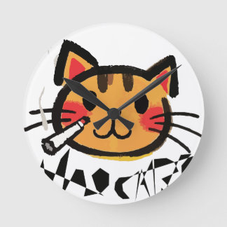 壁時計、10"円形天然木枠 ラウンド壁時計