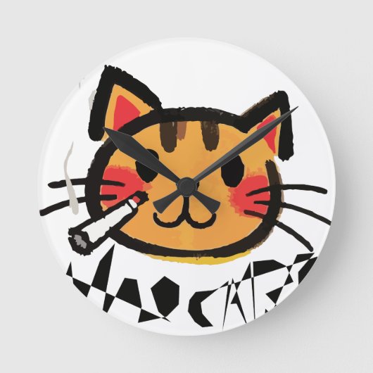 壁時計、10"円形天然木枠 ラウンド壁時計 (正面)