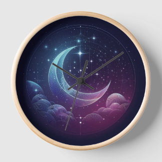 壁時計、10"円形天然木枠 壁時計