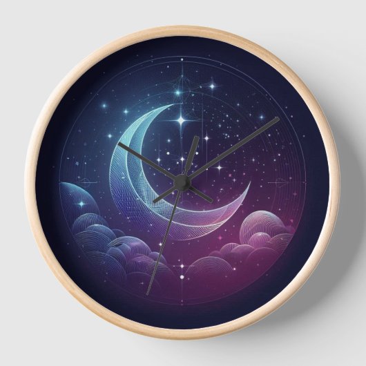 壁時計、10"円形天然木枠 壁時計 (正面)